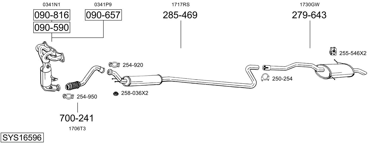 Układ wydechowy BOSAL SYS16596