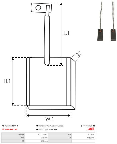 Levně Uhlíkový kartáč, generátor AS-PL OB9045