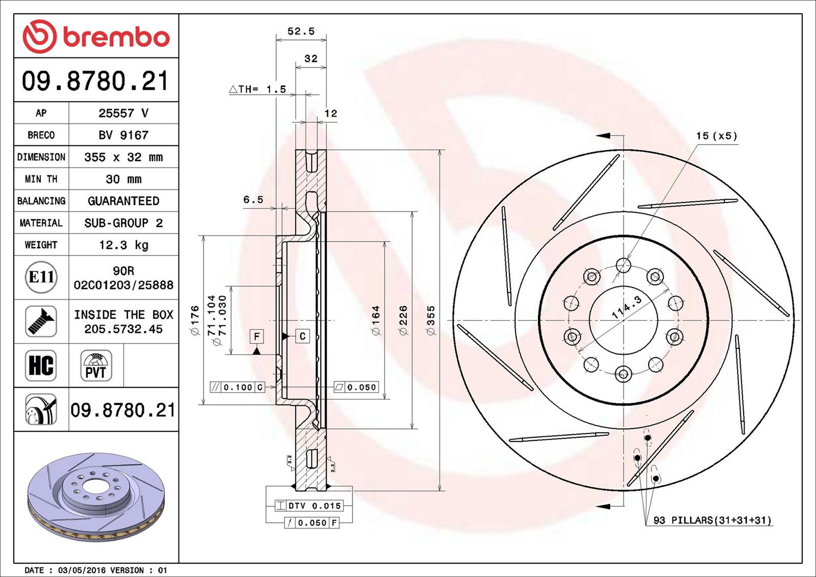 Levně Brzdový kotouč BREMBO 09.8780.21