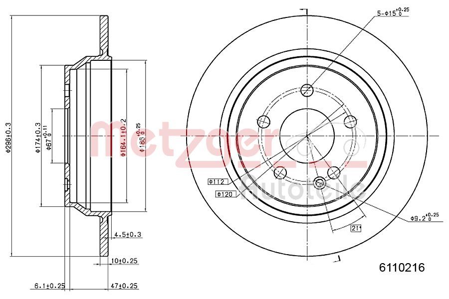 Tarcza hamulcowa METZGER AUTOTEILE 6110126