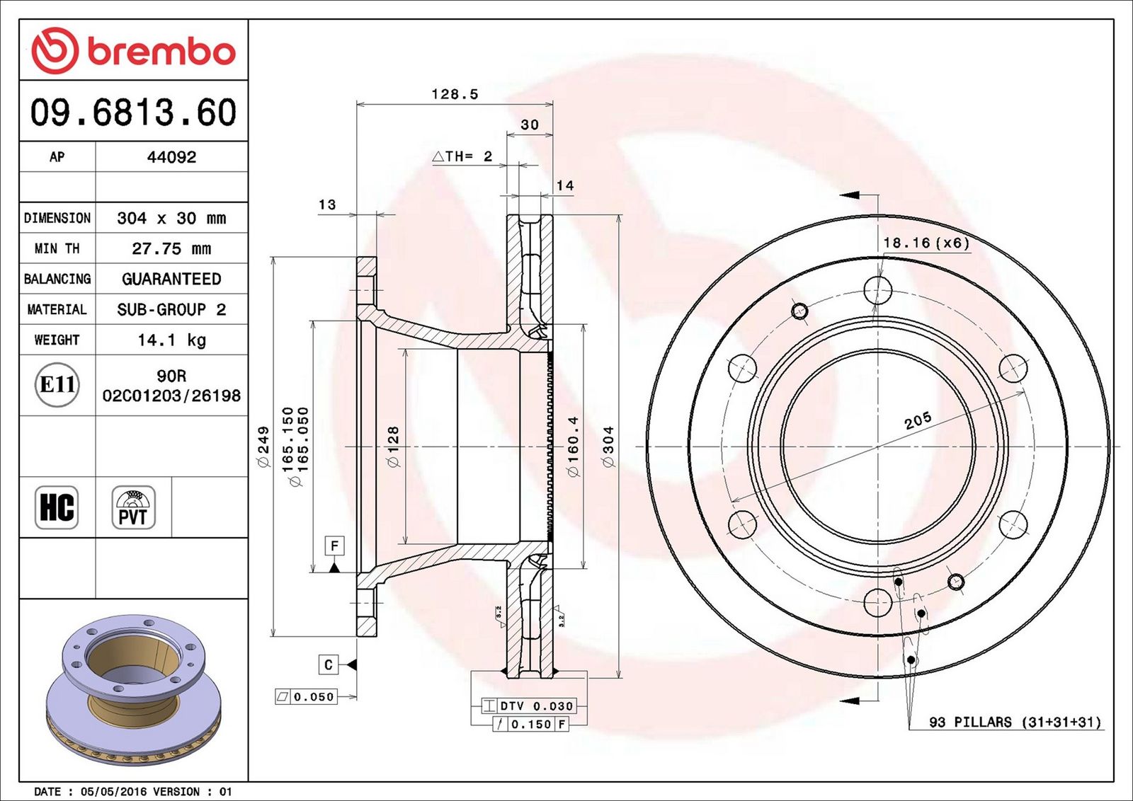 Levně Brzdový kotouč BREMBO 09.6813.60