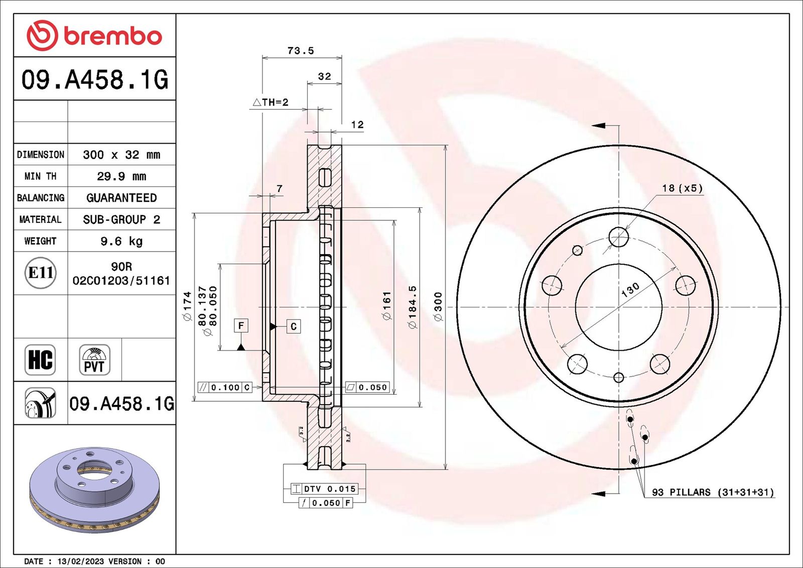 Tarcza hamulcowa BREMBO 09.A458.1G