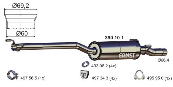 Tłumik środkowy ERNST 390101