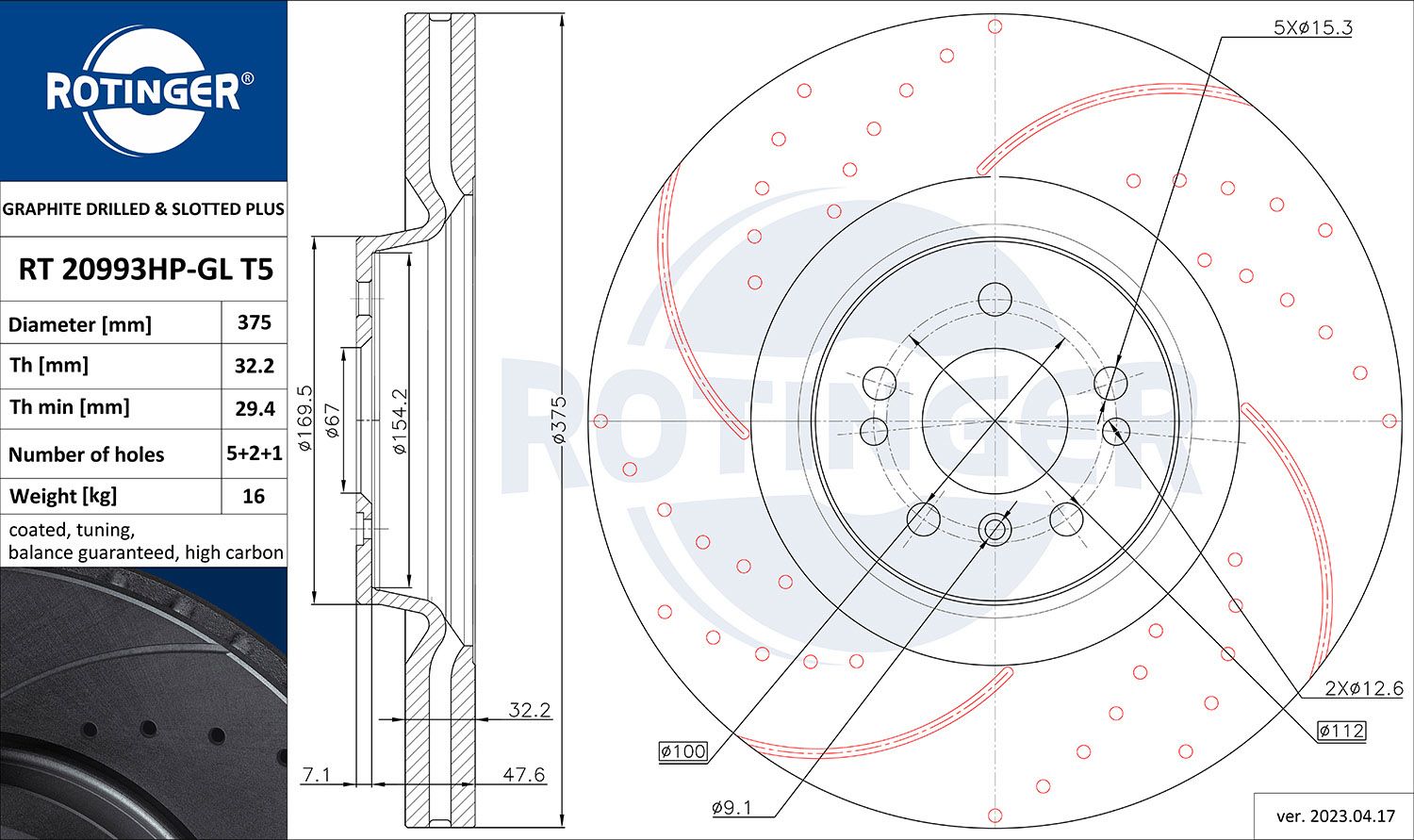 Disc frana ROTINGER RT 20993HP-GL T5