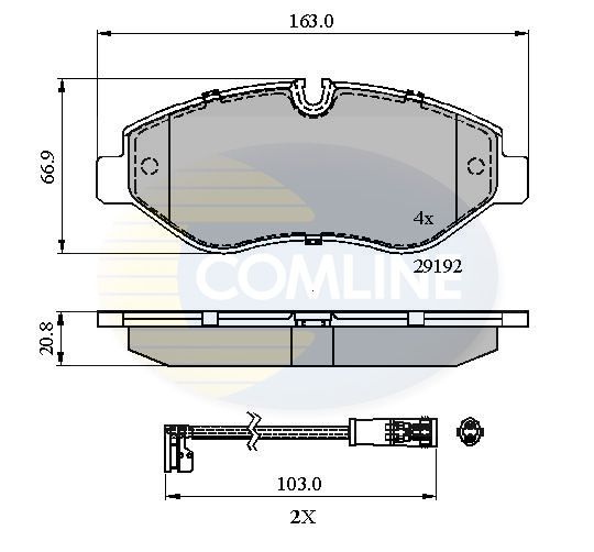 Zestaw klocków hamulcowych, hamulce tarczowe COMLINE CBP21555