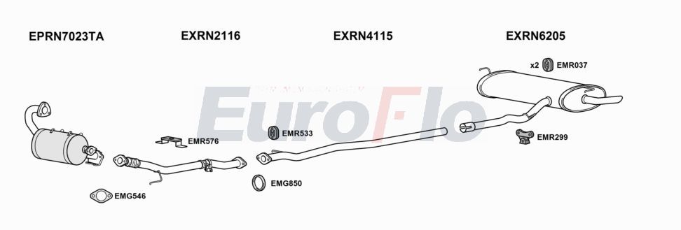 Układ wydechowy EUROFLO RNKAD16D1005D