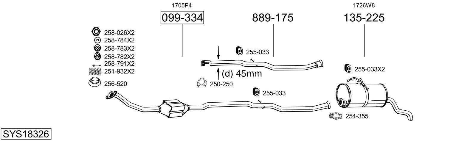 Układ wydechowy BOSAL SYS18326