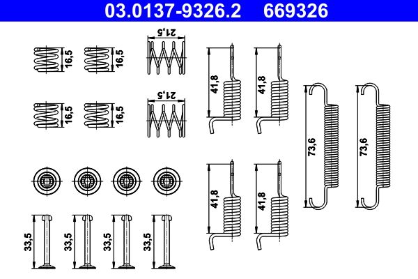 set accesorii, saboti frana parcare ATE 03.0137-9326.2