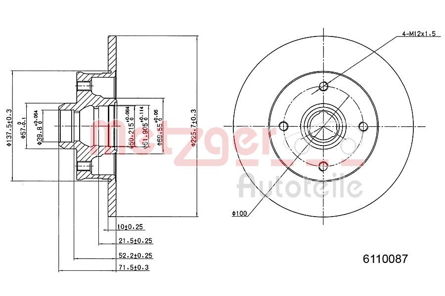 Tarcza hamulcowa METZGER AUTOTEILE 6110087
