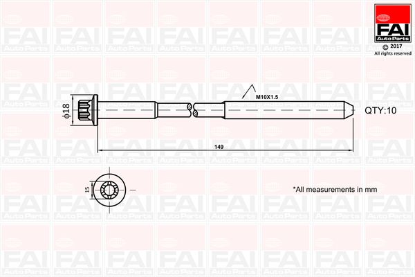 Zestaw śrub głowicy cylindrów FAI AUTOPARTS B1136