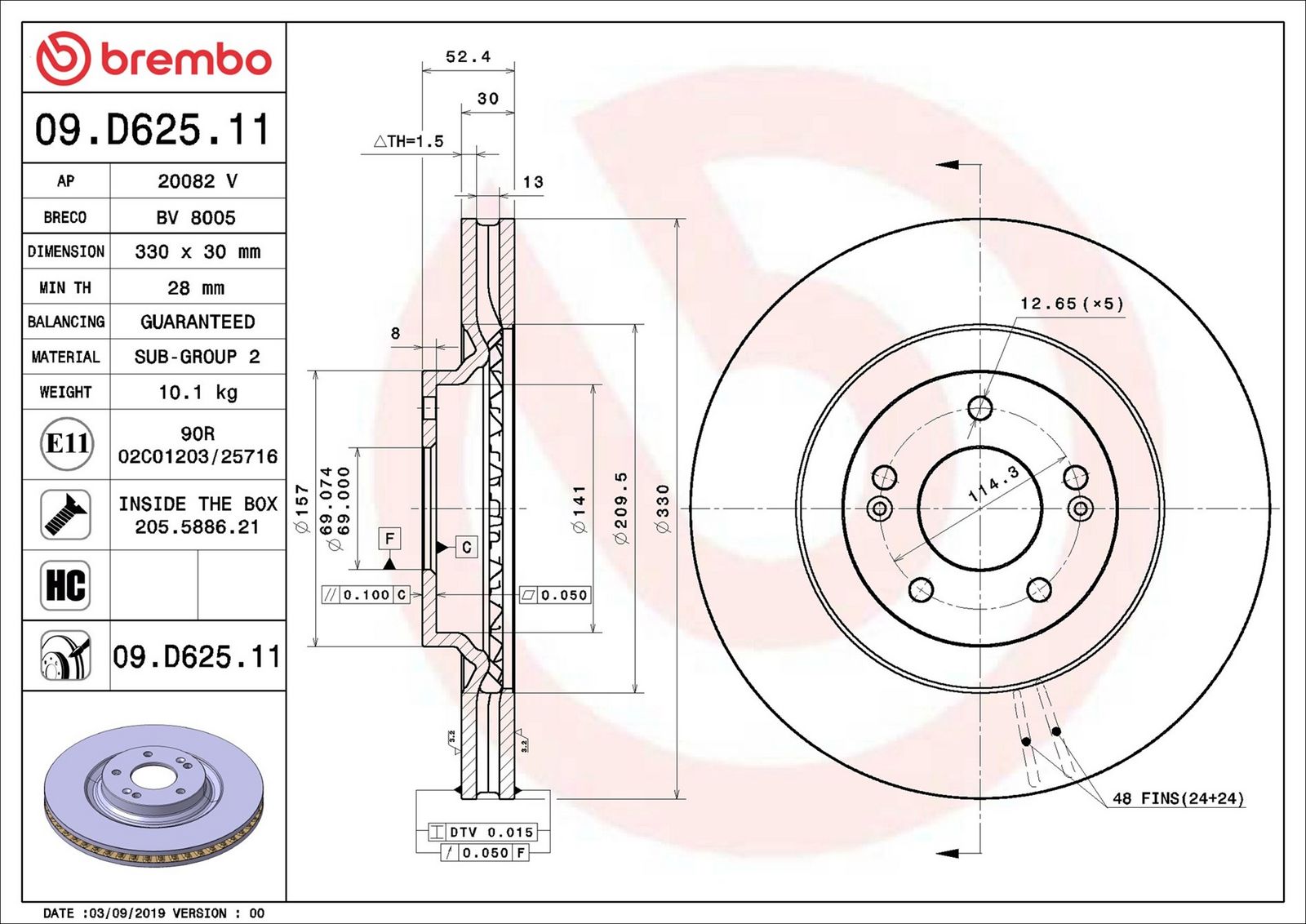 Levně Brzdový kotouč BREMBO 09.D625.11
