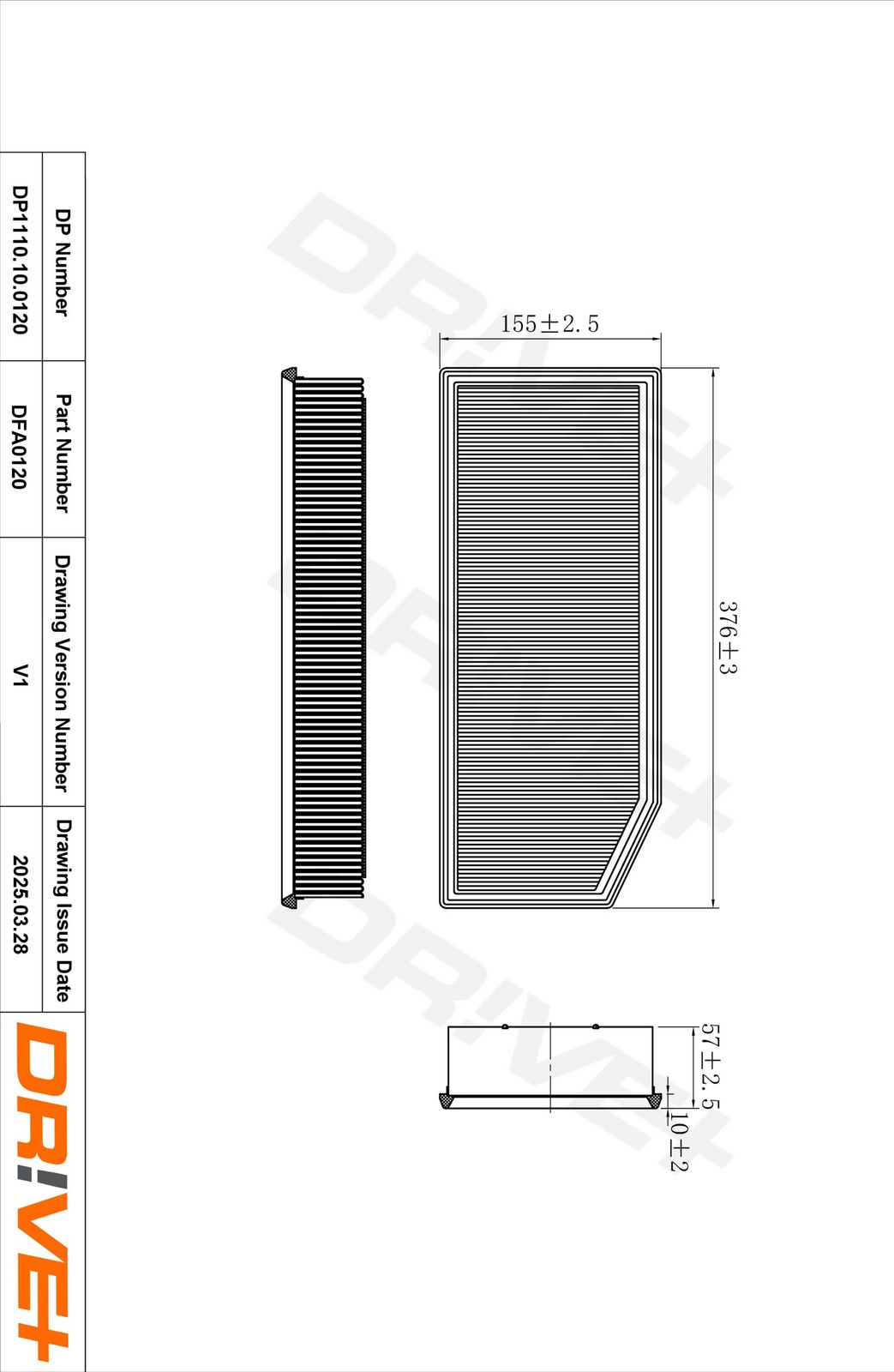 Filtru aer Dr!ve+ DP1110.10.0120
