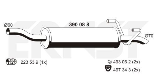 Tłumik środkowy ERNST 390088
