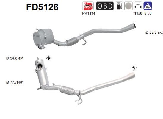 Filtr sadzy / filtr cząstek stałych, układ wydechowy AS 1K0254706EX