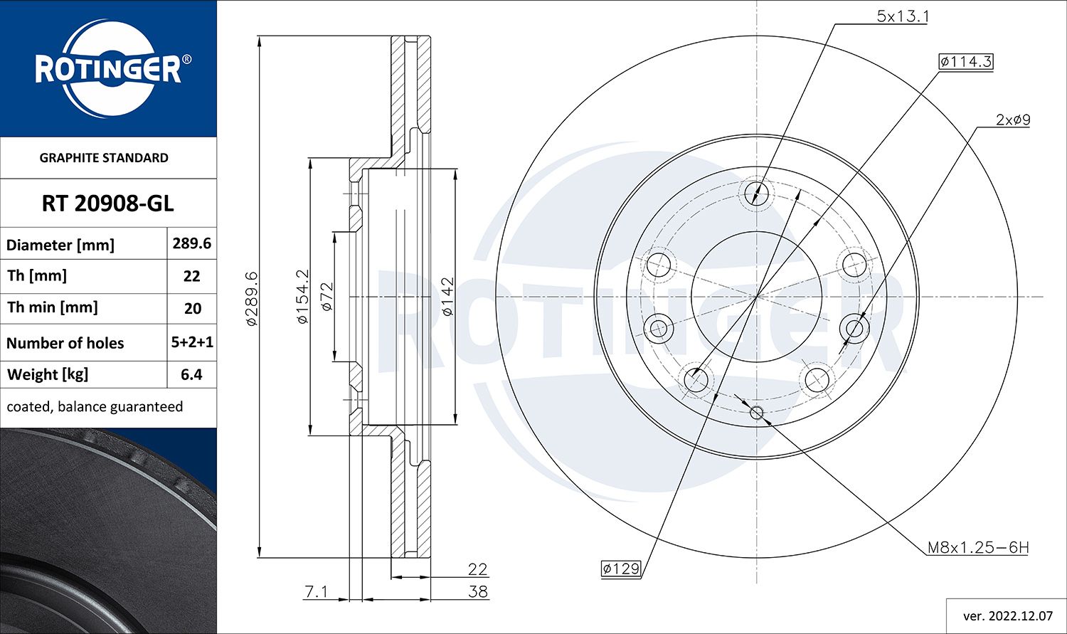Disc frana ROTINGER RT 20908-GL