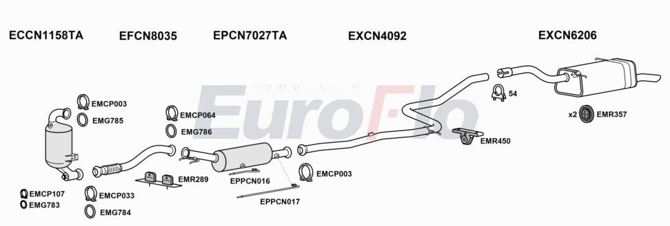 Układ wydechowy EUROFLO CNBERM16D6056A00