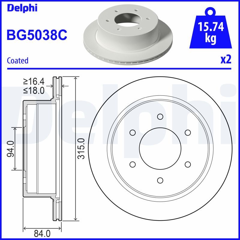 Brzdový kotouč DELPHI BG5038C