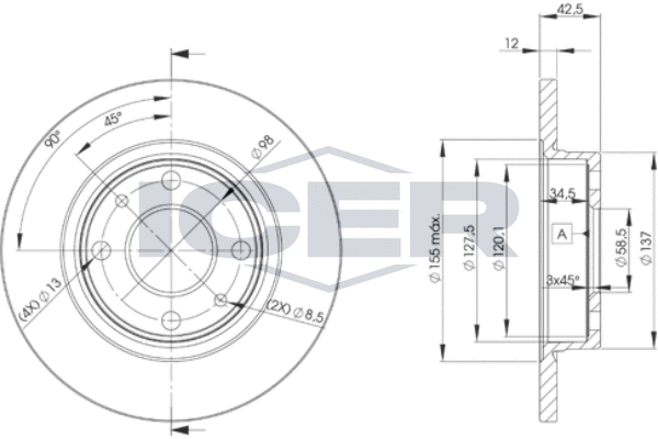 Tarcza hamulcowa ICER 78BD1071-2