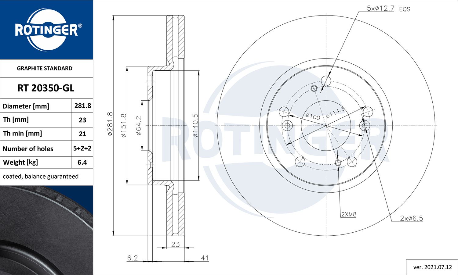 Disc frana ROTINGER RT 20350-GL