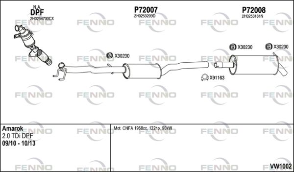 Układ wydechowy FENNO VW1002