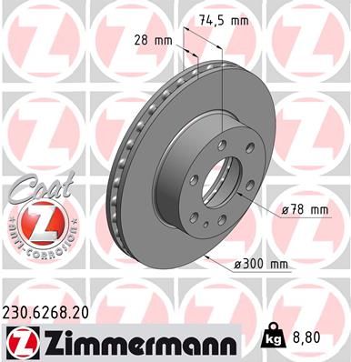 Brzdový kotouč ZIMMERMANN 230.6268.20