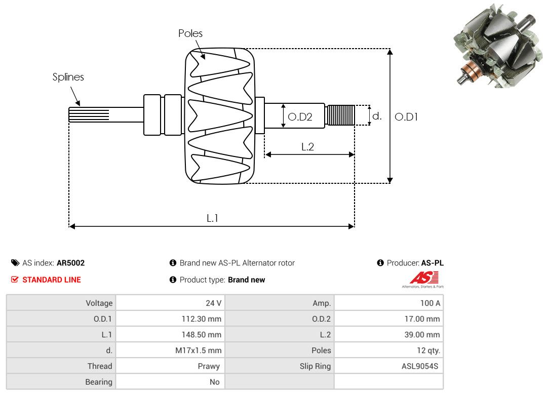 Levně Rotor, generátor AS-PL AR5002