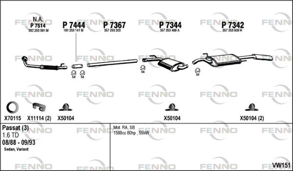 Układ wydechowy FENNO VW151