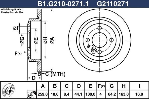 Tarcza hamulcowa GALFER B1.G210-0271.1