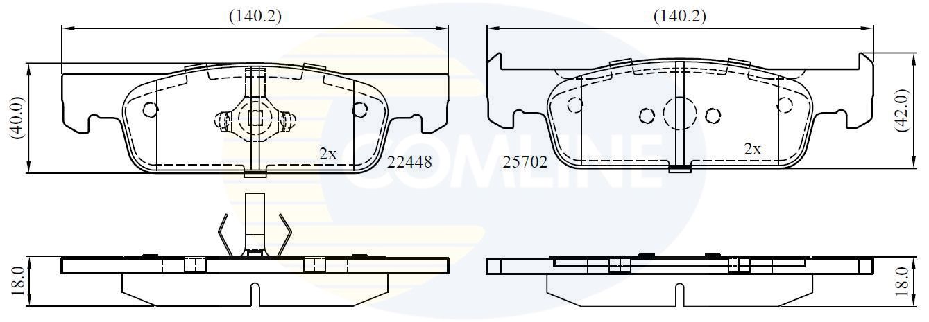 Zestaw klocków hamulcowych, hamulce tarczowe COMLINE CBP02398