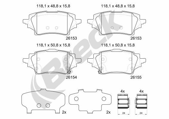 set placute frana,frana disc BRECK 26153 00 704 00