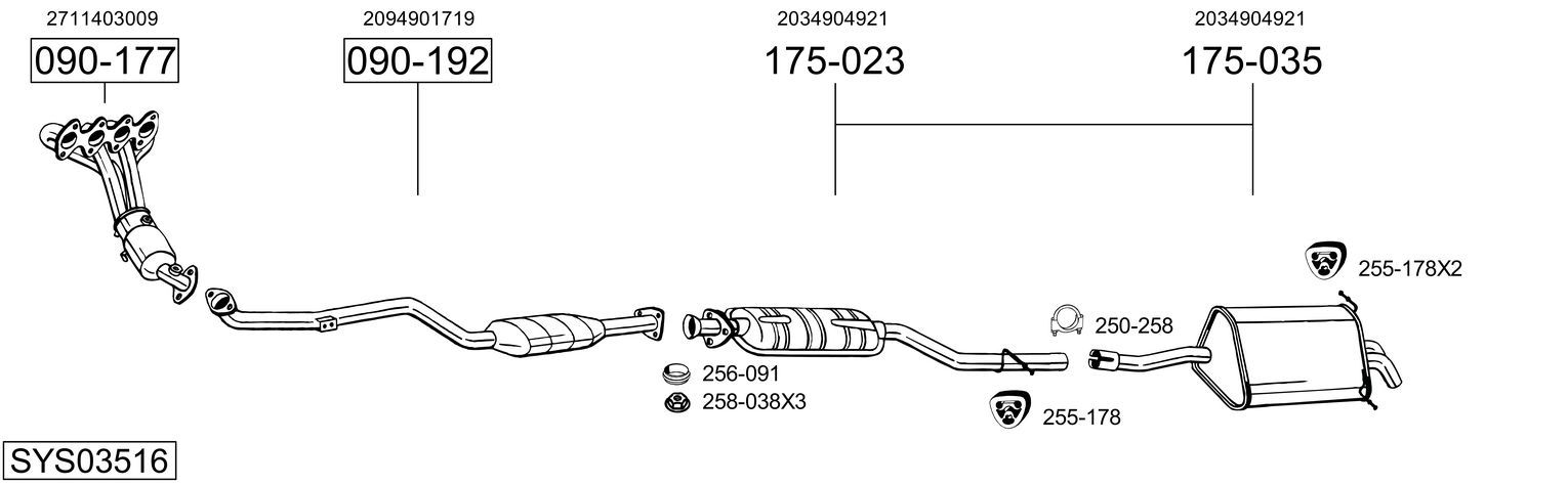 Układ wydechowy BOSAL SYS03516