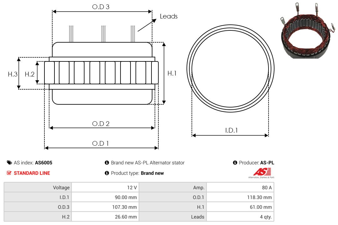 Levně Stator, generátor AS-PL AS6005