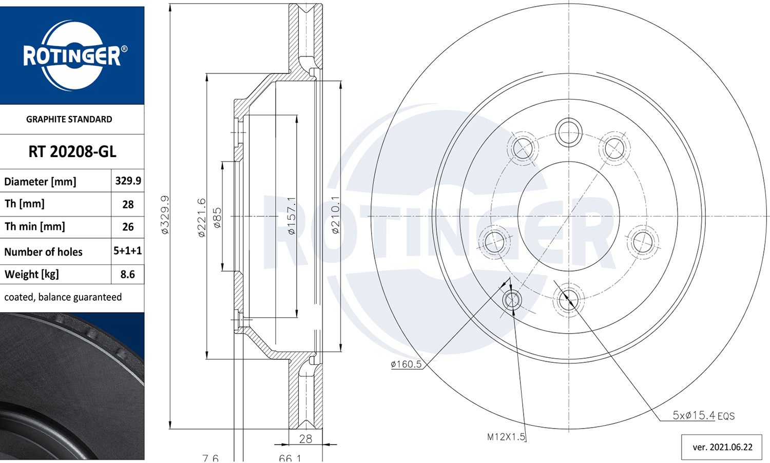 Disc frana ROTINGER GRAPHITE LINE RT 20208-GL