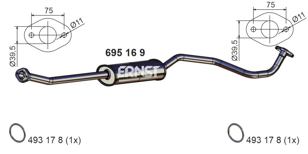 Levně Střední tlumič výfuku ERNST 695169
