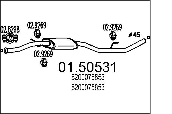 Tłumik środkowy MTS 01.50531