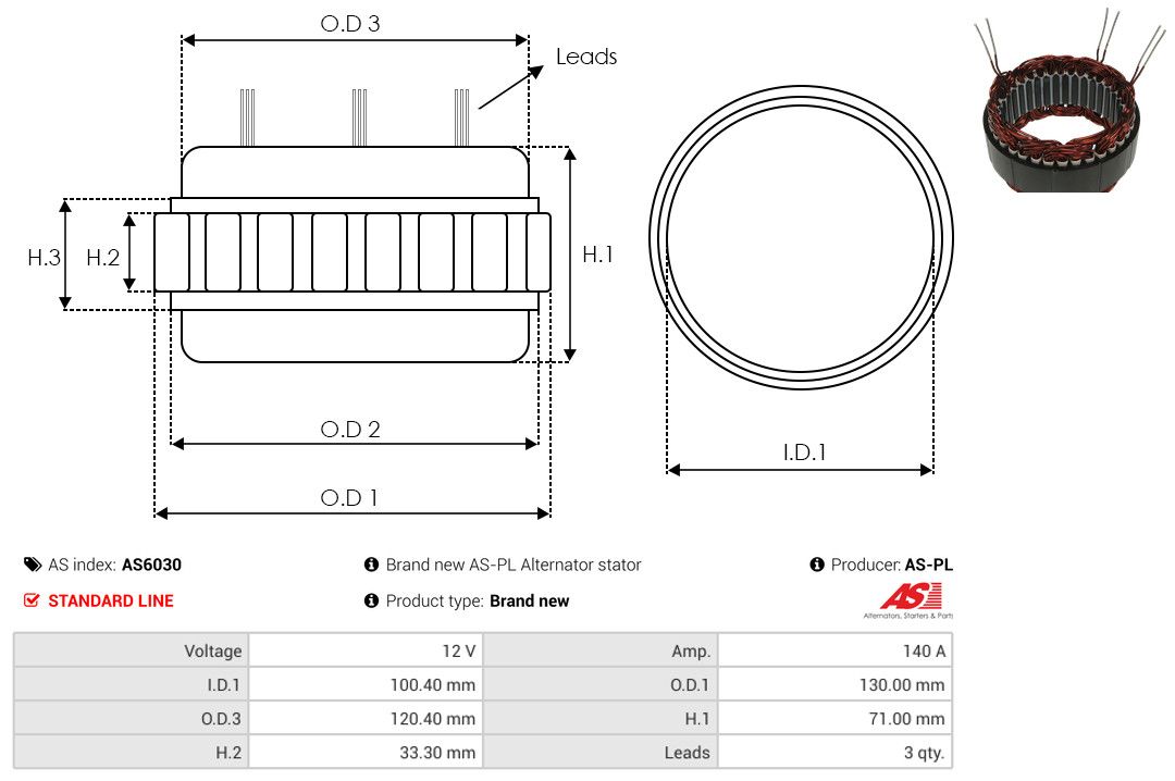 Levně Stator, generátor AS-PL AS6030