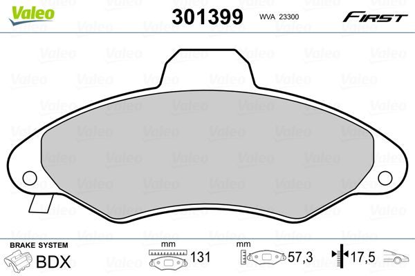 Sada brzdových platničiek kotúčovej brzdy VALEO 301399