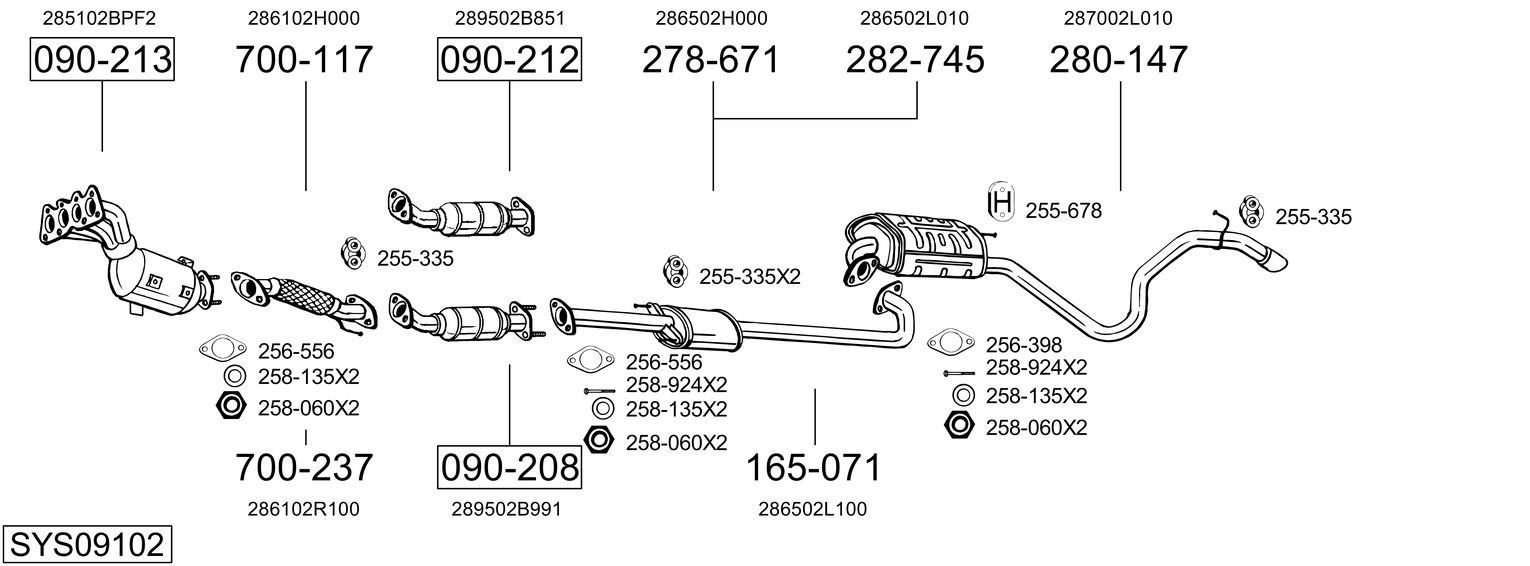 Układ wydechowy BOSAL SYS09102