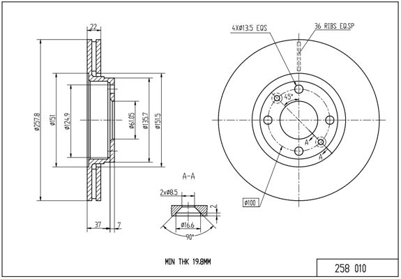 Tarcza hamulcowa HART 258 010