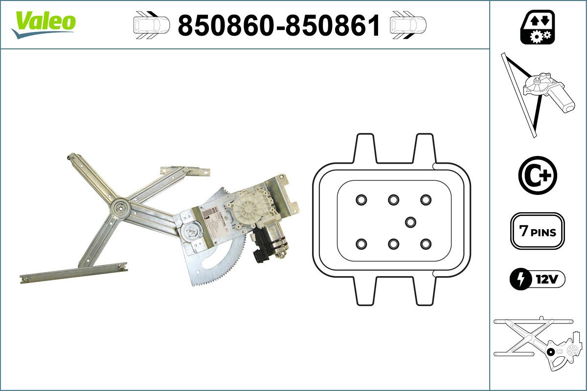 Mecanism actionare geam VALEO 850860
