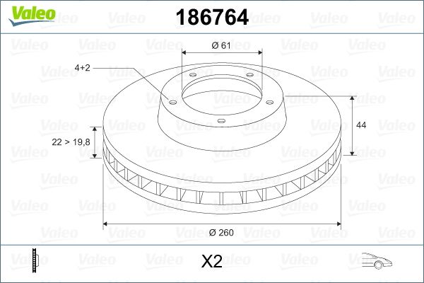 Tarcza hamulcowa VALEO 186764