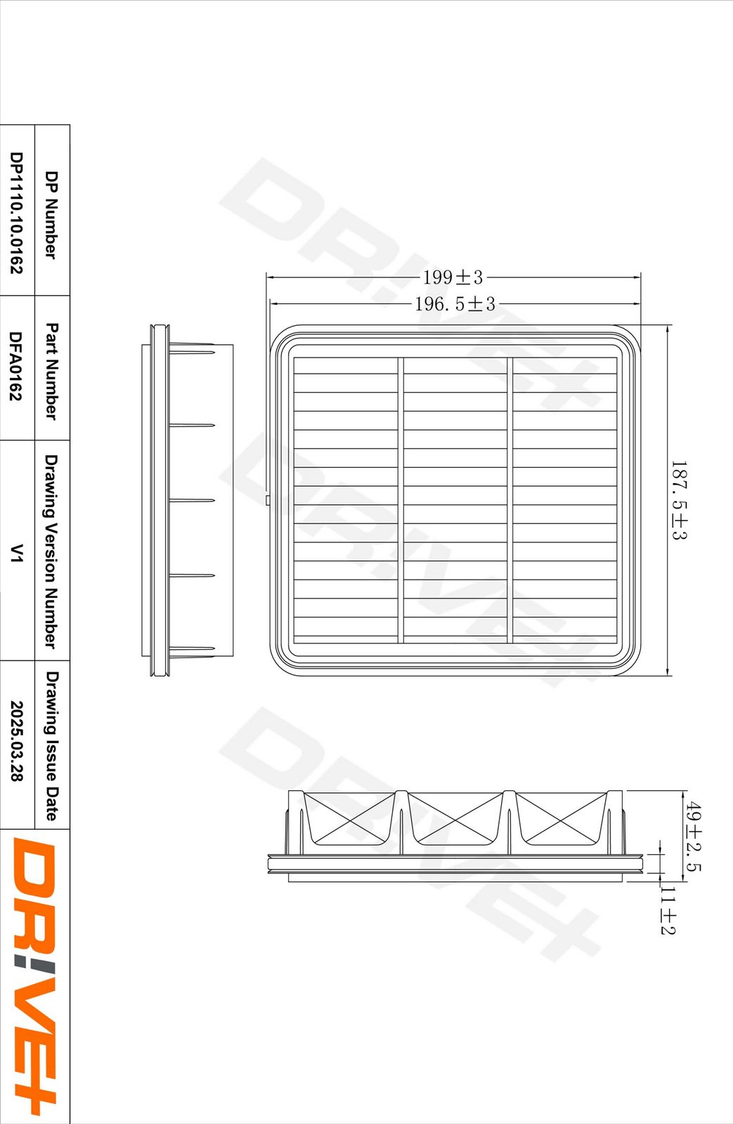 Filtru aer Dr!ve+ DP1110.10.0162
