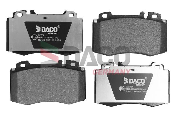 Zestaw klocków hamulcowych, hamulce tarczowe DACO GERMANY 322321