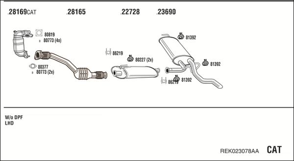 Układ wydechowy WALKER REK023078AA