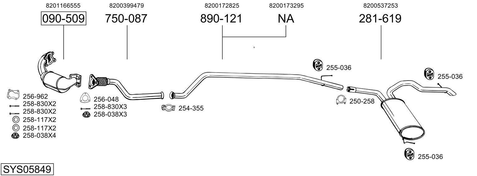 Układ wydechowy BOSAL SYS05849