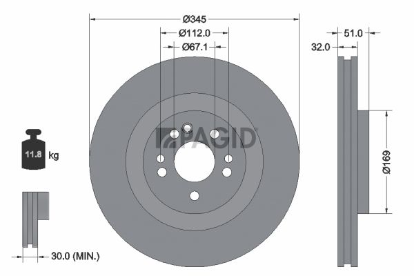 Tarcza hamulcowa PAGID 50297NHC