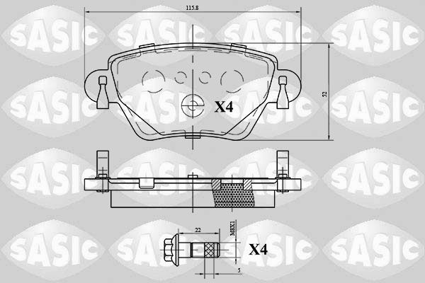 Zestaw klocków hamulcowych, hamulce tarczowe SASIC 6216069