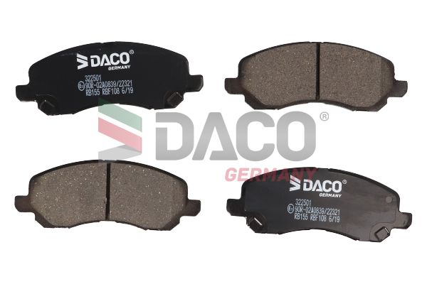 Zestaw klocków hamulcowych, hamulce tarczowe DACO GERMANY 322501