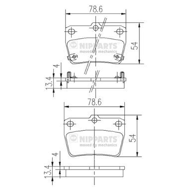 set placute frana,frana disc NIPPARTS J3612020