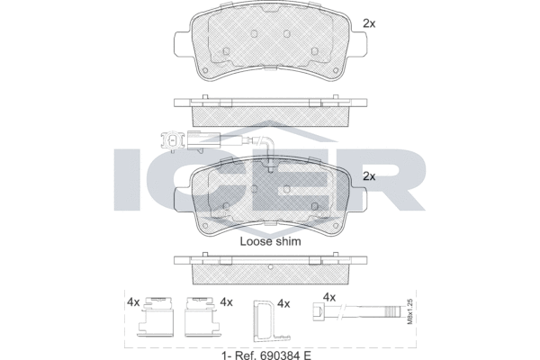 Zestaw klocków hamulcowych, hamulce tarczowe ICER LM2240